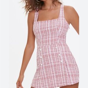 Forever 21 pink tweed plaid romper